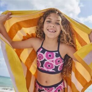 NWT There Abouts Navy Blue, Pink, & White Floral Bikini Top (S)